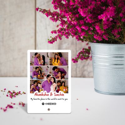 Personalized Spotify Photo Plaque with Scannable Code & Steel Removable Stand Gift For Anniversary Birthday Valentines Day Unique Gift For Couples